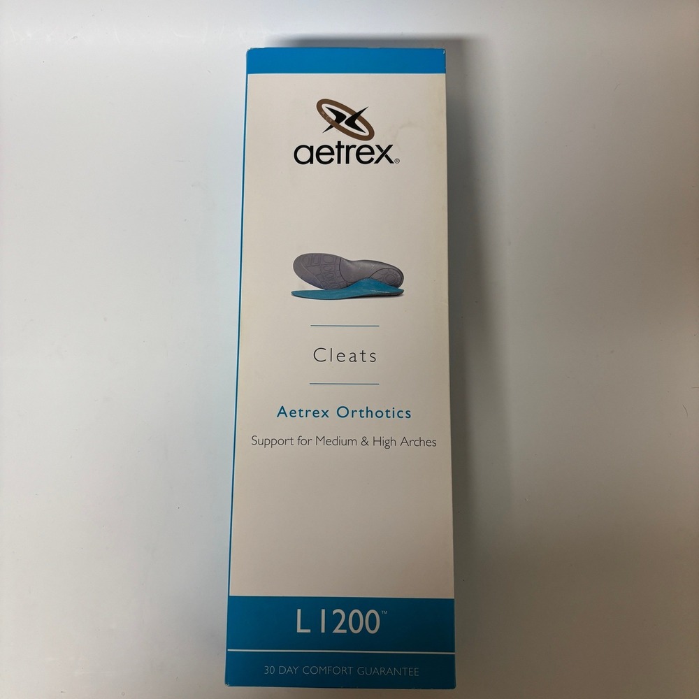 Aetrex L1200 Cleats Orthotics Insoles Blue Gray Mens 6 Womens 7 Baseball Soccer